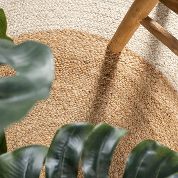 Oceana Two-tone Boho Jute Circle Area Rug